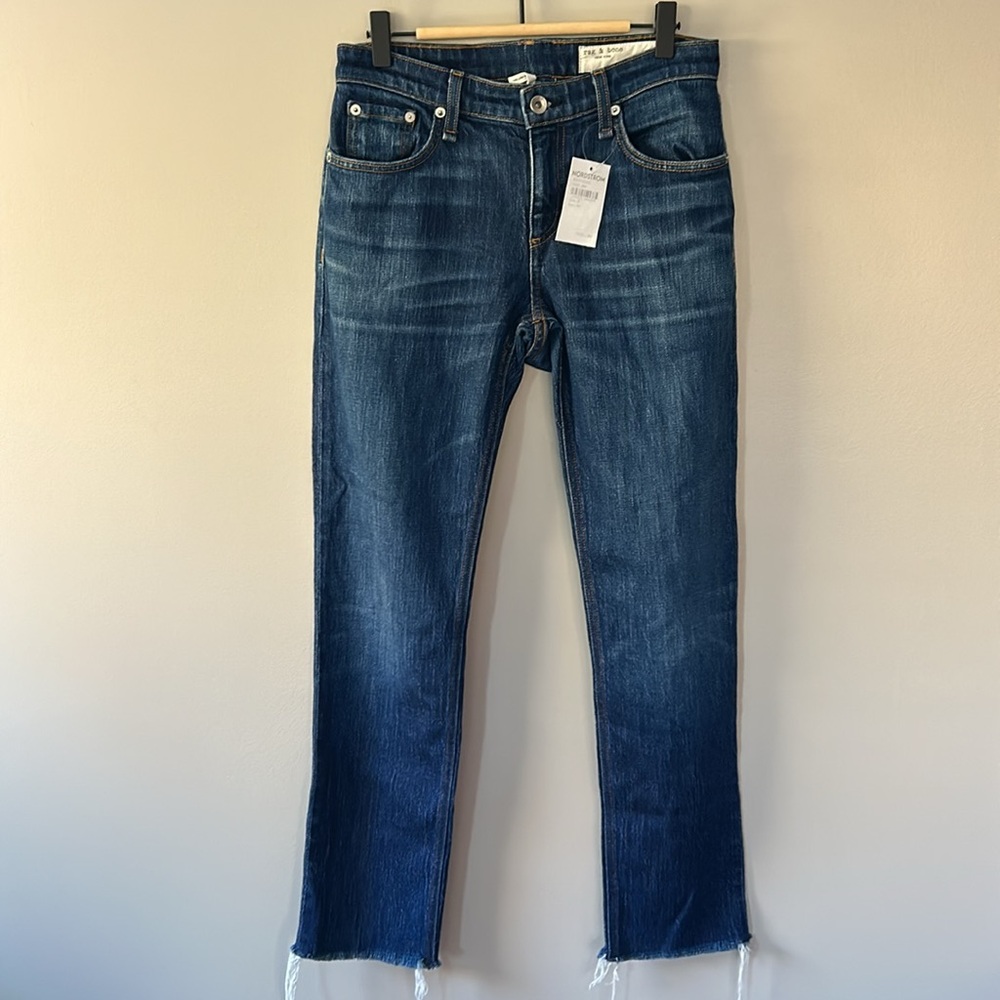 NWT Rag & Bone DRE Low-Rise Slim Boyfriend Jean Sz 26 Kimber Wash Dark Blue